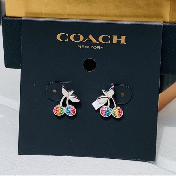 Coach Multicolor Rainbow Cherry Stud Earrings - Picture 3 of 7